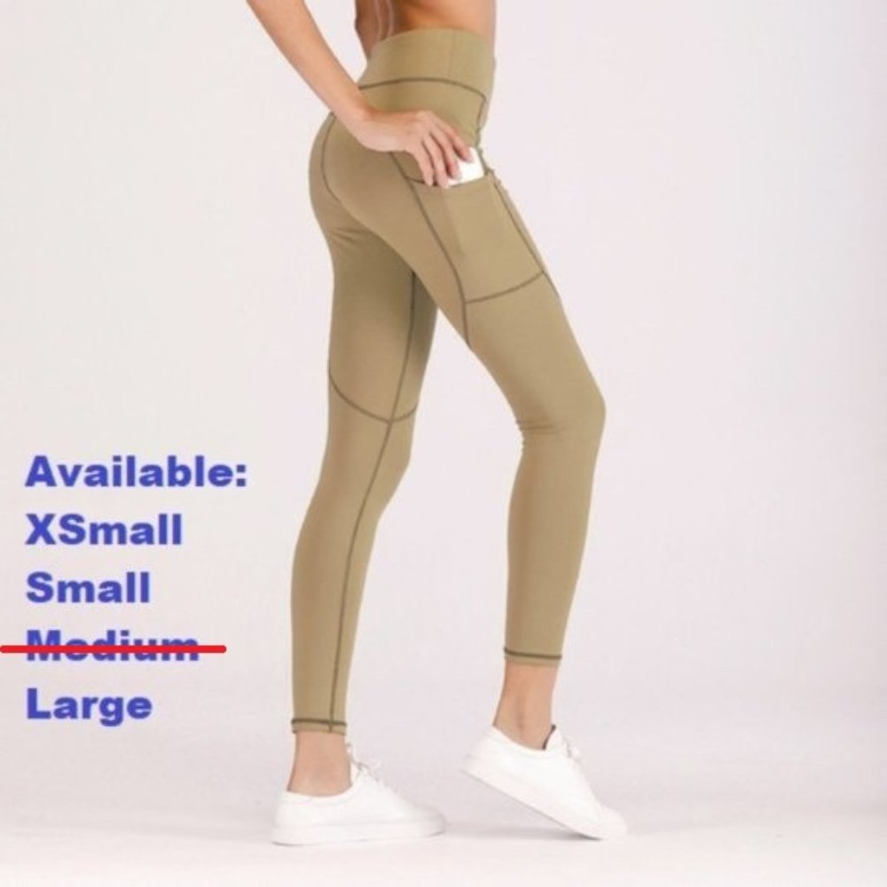High Waist Tan Leggings with pockets